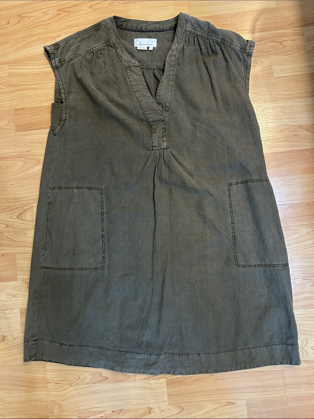 Anthropologie Olive Green Mini Utility Dress